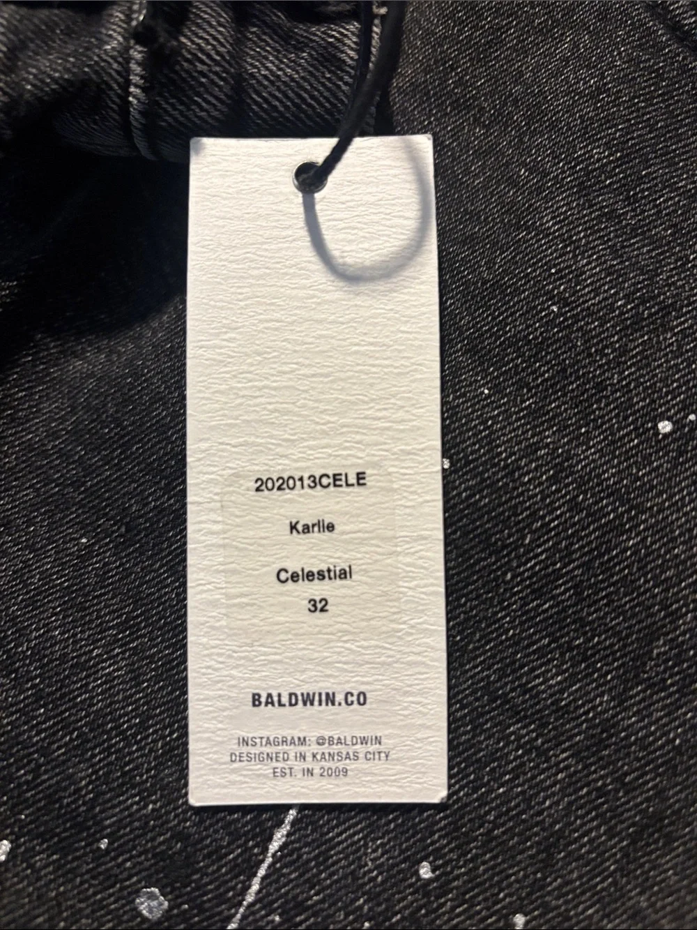 BALDWIN Karlie high rise cropped skinny Jeans with White and Tan Paint Splatter
